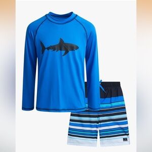 Big Chill Boys Rash Guard 2 Piece UPF 50+ Long Sleeve Swim Shirt & Swim Trunks